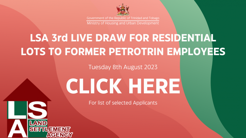 3rd LIVE DRAW FOR RESIDENTIAL LOTS FOR FORMER PETROTRIN EMPLOYEES